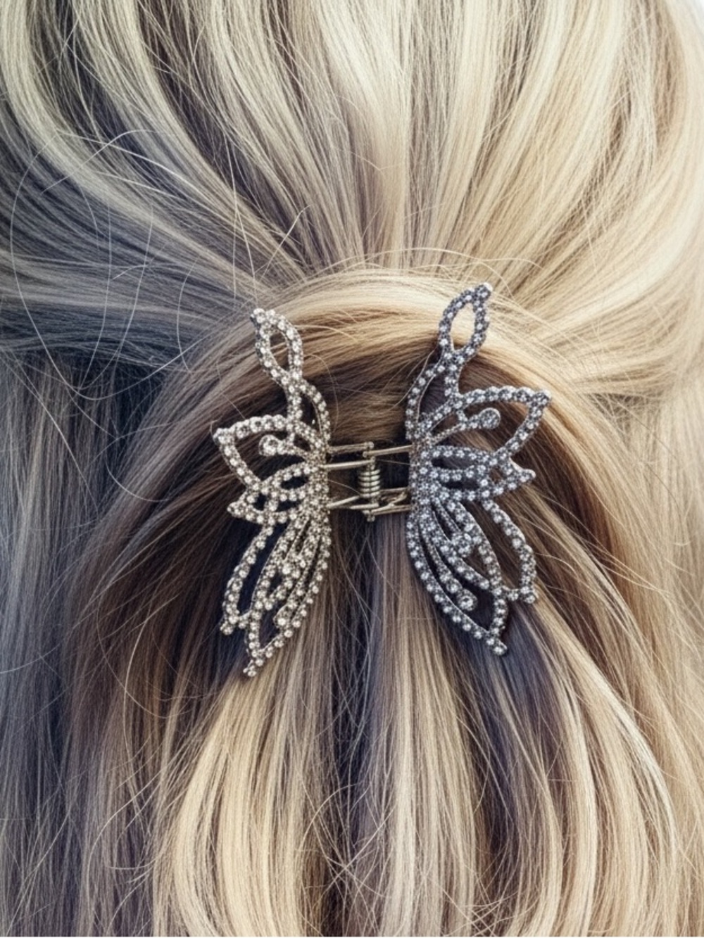 Gold and Rhinestone Butterfly Hair Clip NWT
